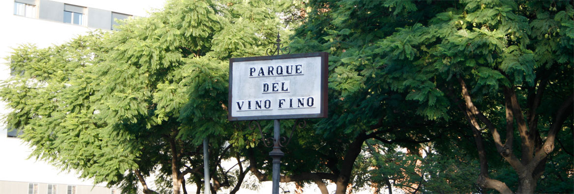 Schild mit der Aufschrift "Parque del Vino Fino"